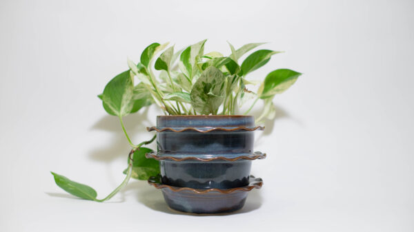 Blue Amber Ruffle Plant Pot - Image 3