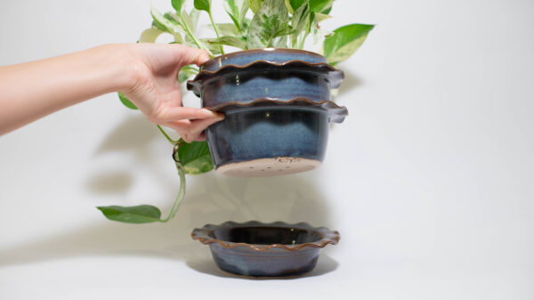 Blue Amber Ruffle Plant Pot - Image 6