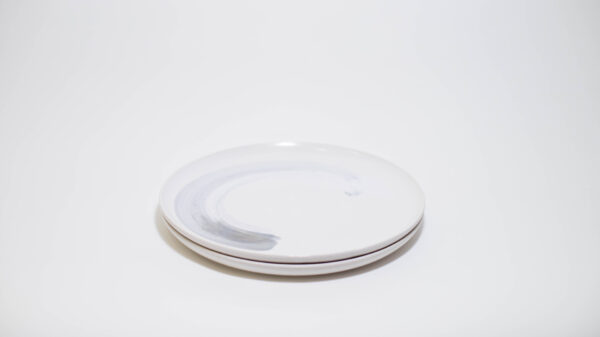 White with Blue Amber Swirls - 5-Piece Dinnerware Set for Two - Image 4