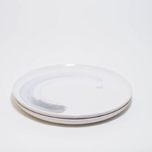 Dinner Plates (set of 2) - White with Blue Amber Swirls - Image 2