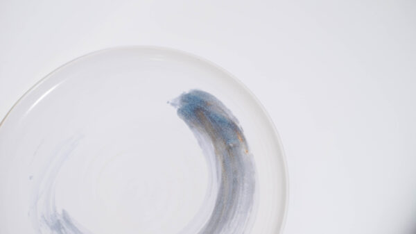 White with Blue Amber Swirls - 5-Piece Dinnerware Set for Two - Image 6