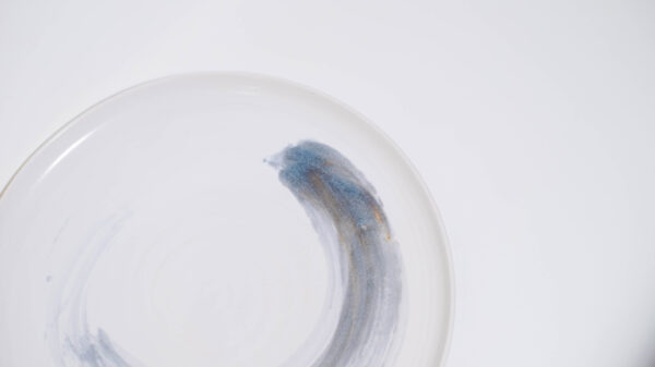 Dinner Plates (set of 2) - White with Blue Amber Swirls