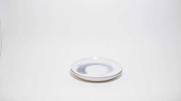 Salad Plates (set of 2) – White with Blue Amber Swirls