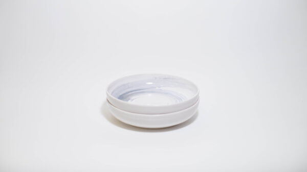 White with Blue Amber Swirls - 5-Piece Dinnerware Set for Two - Image 9