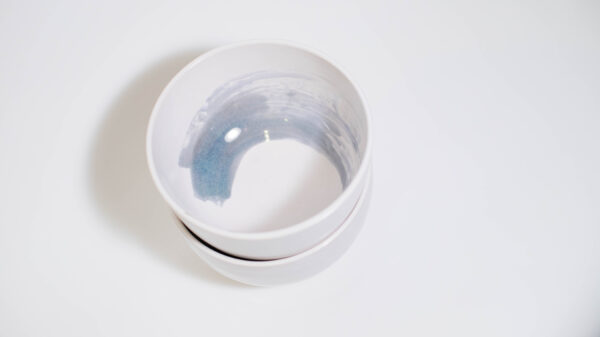 White with Blue Amber Swirls - 5-Piece Dinnerware Set for Two - Image 12