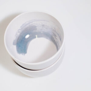 Cereal Bowls (set of 2) - White with Blue Amber Swirls - Image 3