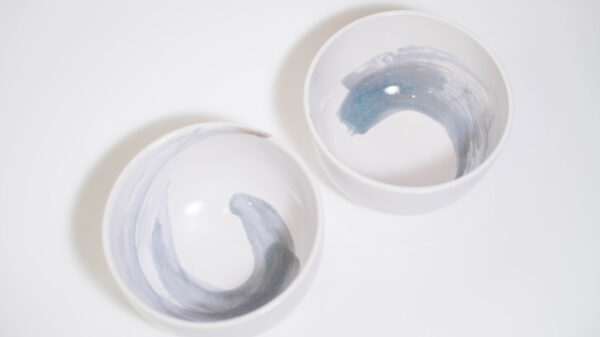 White with Blue Amber Swirls - 5-Piece Dinnerware Set for Two - Image 13
