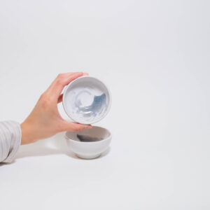 Condiment Dishes (set of 2) - White with Blue Amber Swirls - Image 1