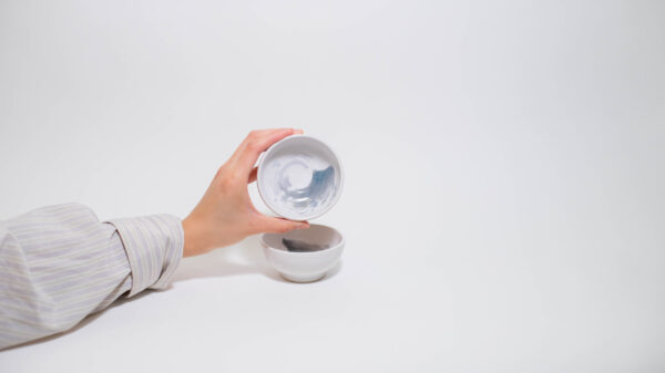 Condiment Dishes (set of 2) - White with Blue Amber Swirls