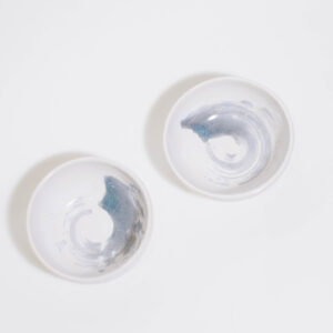 Condiment Dishes (set of 2) - White with Blue Amber Swirls - Image 2