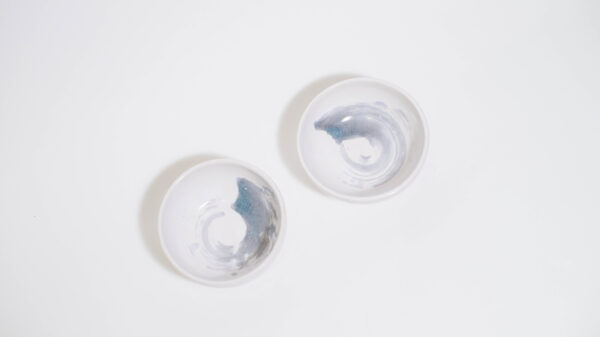 Condiment Dishes (set of 2) - White with Blue Amber Swirls