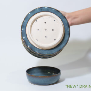 Blue Amber Ruffle Plant Pot (seconds, new drainage dish) - Image 2