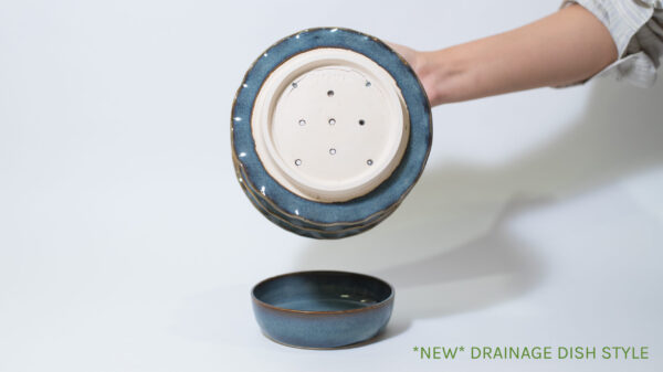 Blue Amber Ruffle Plant Pot (seconds, new drainage dish)