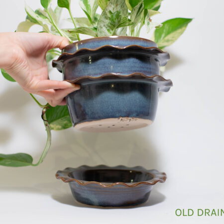 Blue Amber Ruffle Plant Pot (seconds, old drainage dish)