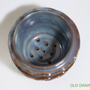 Blue Amber Ruffle Plant Pot (seconds, old drainage dish) - Image 3