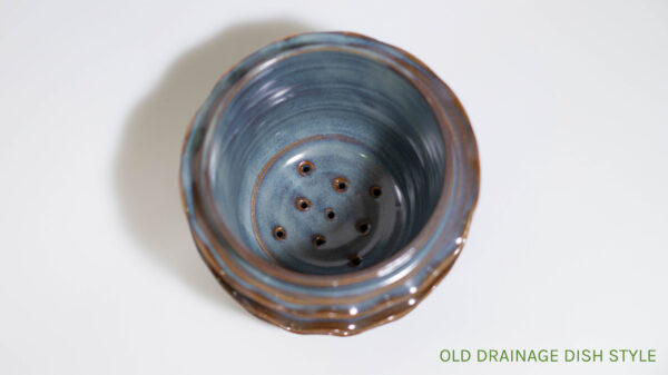 Blue Amber Ruffle Plant Pot (seconds, old drainage dish)