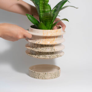 Splash Gradient UFO Plant Pot: Green, Orange, and Purple - Image 2