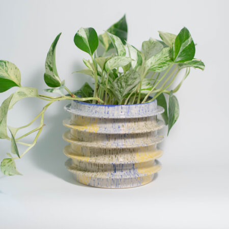 Splash Gradient UFO Plant Pot: Blue, Yellow, and Green