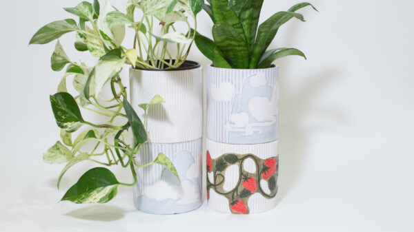 Raked White Sand Plant Pot