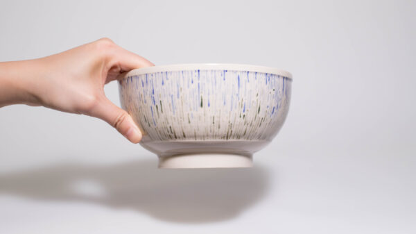 Cereal Bowl with Wiggly Lines (Blue-Green)