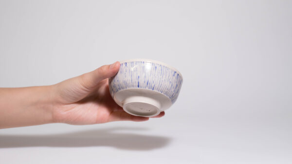 Rice Bowl with Wiggly Lines (Blue)