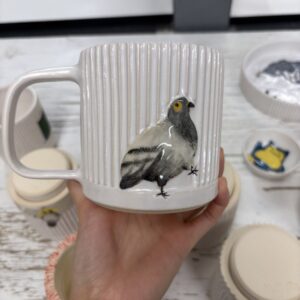 Commission: Kianna G (pigeon / hot dog cart mug) (Final Payment) - Image 1